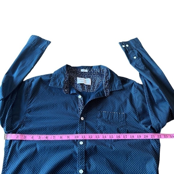 Paper Denim & Cloth Men’s Navy Blue Dotted Button Front Shirt, Size XL - Picture 7 of 9